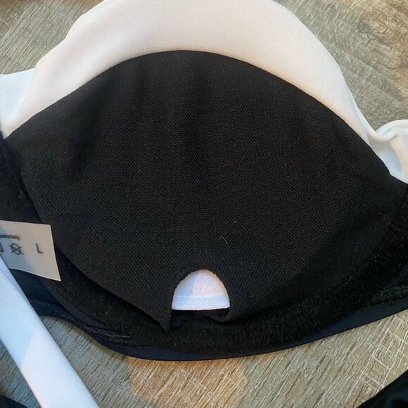 JIMMI SWIM NWT Tuxedo Bikini Set Swim Suit Size L Black White Demi Padded Cheeky - Picture 9 of 16
